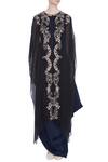 Buy_Kavita Bhartia_Blue Round Draped Gown With Cape  _Online_at_Aza_Fashions