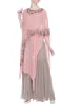 Buy_Kavita Bhartia_Pink Round Embroidered Cape And Sharara Set  _at_Aza_Fashions