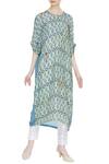 Buy_Divya Sheth_Blue Hand Block Print Naturally Dyed Tunic _at_Aza_Fashions