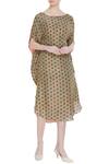 Buy_Divya Sheth_Brown Hand Block Printed Dress For Women_at_Aza_Fashions