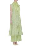 House of Kotwara_Green Round Chikankari Kurta Palazzo Set  _Online_at_Aza_Fashions