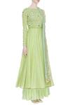 House Of Kotwara_Green Round Chikankari Chanderi Anarkali With Dupatta  _Online_at_Aza_Fashions