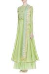 Buy_House Of Kotwara_Green Round Chikankari Chanderi Anarkali With Dupatta  _Online_at_Aza_Fashions
