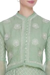 Shop_House Of Kotwara_Green Mandarin Collar Chanderi Chikankari Jacket And Anarkali Set  _Online_at_Aza_Fashions