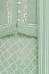 House Of Kotwara_Green Mandarin Collar Chanderi Chikankari Jacket And Anarkali Set  _at_Aza_Fashions