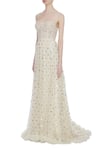 Buy_House of Kotwara_White Sweetheart Neck Chikankari Kamdani Train Gown  _Online_at_Aza_Fashions