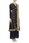 House of Kotwara_Black Round Chikankari Anarkali Set  _Online_at_Aza_Fashions