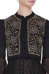 Shop_House of Kotwara_Black Mandarin Collar Chikankari Jacket And Anarkali Set  _Online_at_Aza_Fashions