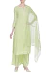 Buy_House of Kotwara_Green Round Chikankari Kurta Palazzo Set  _at_Aza_Fashions