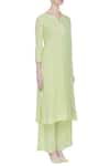 House of Kotwara_Green Round Chikankari Kurta Palazzo Set  _Online_at_Aza_Fashions