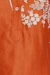 Sahil Kochhar_Orange Band Collar Chanderi Embroidered Kurta  _at_Aza_Fashions