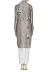 Shop_Sahil Kochhar_Grey Band Collar Chanderi Embroidered Kurta  _at_Aza_Fashions