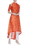 Buy_Sahil Kochhar_Orange Mandarin Collar Chanderi Embroidered Kurta  _at_Aza_Fashions