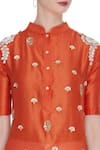 Shop_Sahil Kochhar_Orange Mandarin Collar Chanderi Embroidered Kurta  _Online_at_Aza_Fashions