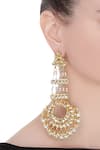 Shop_Just Shradha's_Gold Plated Kundan Bead Drop Chandbalis _at_Aza_Fashions