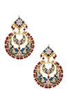 Buy_Just Shradha's_Multi Color Stones Meenakari Chandbalis _at_Aza_Fashions