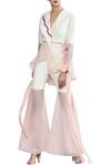 Buy_Limerick by Abirr N' Nanki_Off White Crepe Flared Sheer Pant_at_Aza_Fashions