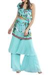 Buy_Limerick By Abirr N' Nanki_Blue Crepe, Georgette Printed Sharara Pants _at_Aza_Fashions