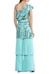 Shop_Limerick By Abirr N' Nanki_Blue Crepe, Georgette Printed Sharara Pants _at_Aza_Fashions