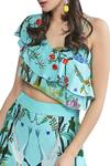Limerick By Abirr N' Nanki_Blue Crepe, Georgette Printed Sharara Pants _Online_at_Aza_Fashions