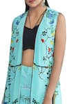 Limerick by Abirr N' Nanki_Blue Floral Printed Open Jacket_Online_at_Aza_Fashions