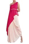 Buy_Limerick by Abirr N' Nanki_Pink Tunic Top With Dhoti Skirt _at_Aza_Fashions