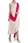 Buy_Limerick by Abirr N' Nanki_Cream Draped Hand Embroidered Tunic_at_Aza_Fashions