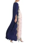 Shop_Limerick by Abirr N' Nanki_Blue Saree Silk Georgette V Neck Gown With Embroidered Cape _at_Aza_Fashions