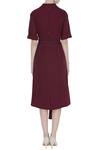 Shop_Notebook_Wine Cotton Solid Shirt Collar Wrap Dress  _at_Aza_Fashions