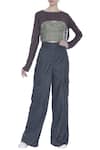 Buy_Deme by Gabriella_Grey Round Checkered Pant Set _at_Aza_Fashions