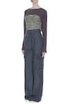 Buy_Deme by Gabriella_Grey Round Checkered Pant Set _Online_at_Aza_Fashions