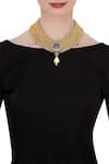 Shop_Shillpa Purii_Black Choker With Antique Pendant _at_Aza_Fashions