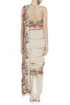 Shop_Sonam Luthria_Beige Linen Georgette Embroidered Beads Dhoti Saree With Blouse  _at_Aza_Fashions