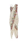 Buy_Sonam Luthria_Beige Linen Georgette Embroidered Beads Dhoti Saree With Blouse  _Online_at_Aza_Fashions