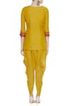 Shop_Sonam Luthria_Yellow Linen Georgette Embroidered Hand Jacket Kurta With Dhoti Pants  _at_Aza_Fashions