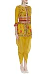 Sonam Luthria_Yellow Linen Georgette Embroidered Hand Jacket Kurta With Dhoti Pants  _Online_at_Aza_Fashions