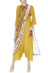 Buy_Sonam Luthria_Yellow Linen Georgette Blouse With Draped Pants And Dupatta  _at_Aza_Fashions