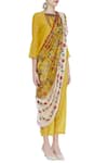 Sonam Luthria_Yellow Linen Georgette Blouse With Draped Pants And Dupatta  _Online_at_Aza_Fashions