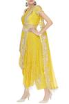 Buy_Sonam Luthria_Yellow Silk Embroidered Beads Hand Pant Saree With Top Waistbelt  _at_Aza_Fashions