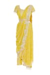 Buy_Sonam Luthria_Yellow Silk Embroidered Beads Hand Pant Saree With Top Waistbelt  _Online_at_Aza_Fashions