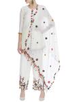 Buy_Sonam Luthria_White Chanderi Embroidered Beads Hand Kurta With Pants And Dupatta  _at_Aza_Fashions