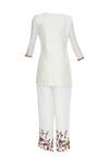 Shop_Sonam Luthria_White Chanderi Embroidered Beads Hand Kurta With Pants And Dupatta  _Online_at_Aza_Fashions