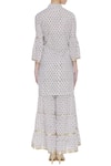 Shop_Kunwarani Ritu_White Cotton Embellished Beads Round Block Printed Kurta Set  _at_Aza_Fashions