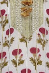 Kunwaraniritu_White Cotton Embroidered Beads Round Block Printed Kurta Set  _at_Aza_Fashions