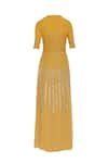 Buy_Huemn_Yellow Embroidered Sequins V Neck Embellished Slit Gown  _Online_at_Aza_Fashions