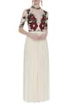 Buy_Huemn_White Embroidery Flared Gown  _at_Aza_Fashions