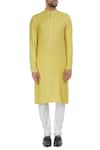 Shop_Chatenya Mittal_Yellow Cotton Pastel Kurta With Churidar _Online_at_Aza_Fashions