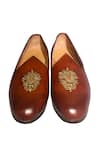 Shop_Artimen_Brown Pure Leather Leather Embroidered Formal Shoes_at_Aza_Fashions