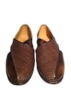 Shop_Artimen_Brown Leather Peshawari Woven Shoes _at_Aza_Fashions