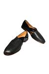 Buy_Artimen_Black Leather Peshawari Woven Shoes _at_Aza_Fashions